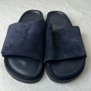 Vince Midnight Blue Suede Slides